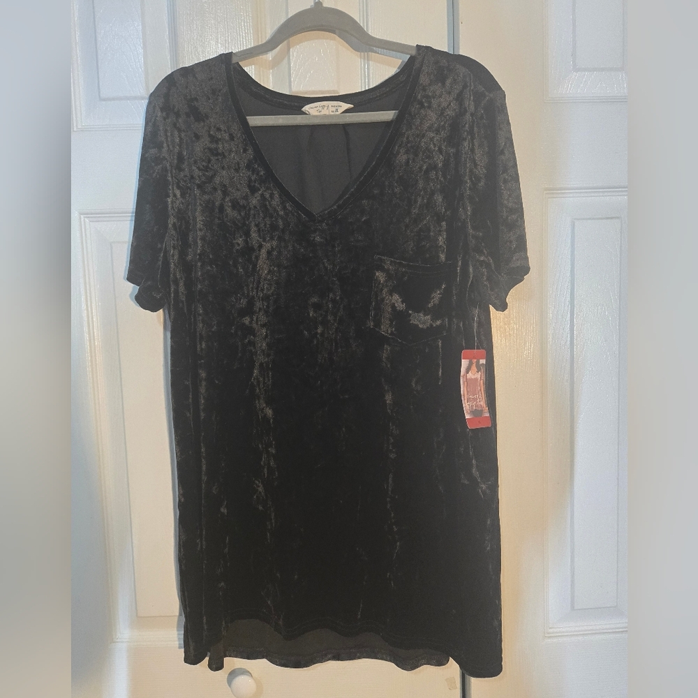 Black Velvet Leggings Tee Top XL